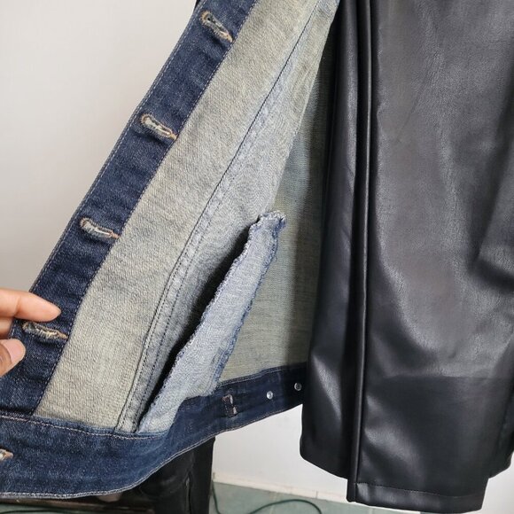 FADE TO BLUE Women's Denim and Black Sleeve Jacket (Size: Small) - Picture 9 of 16